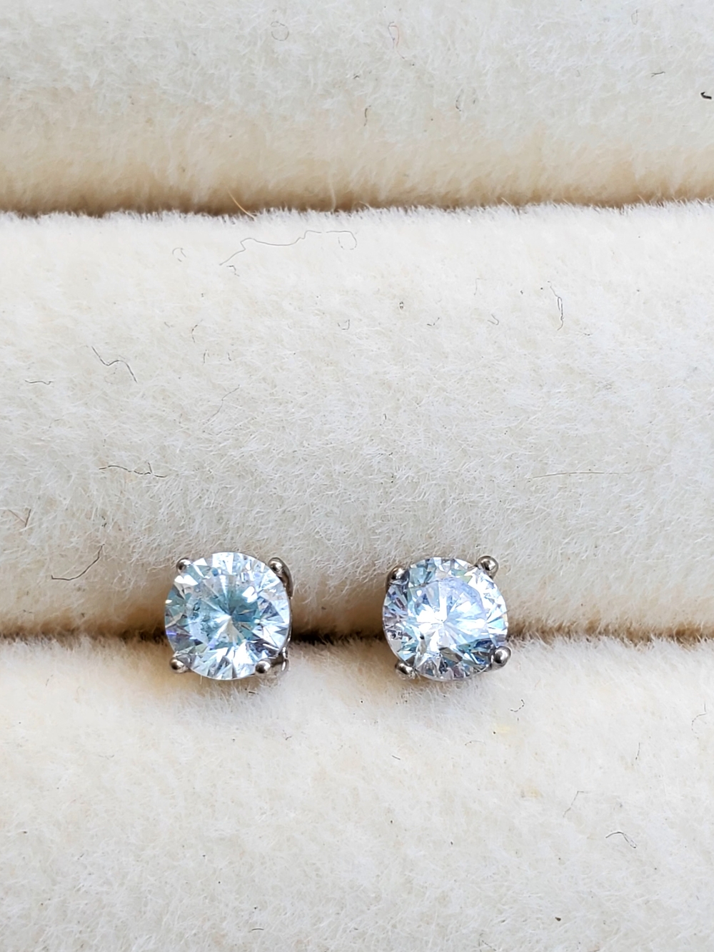 Sterling Silver White Cubic Zirconia Stud Earrings